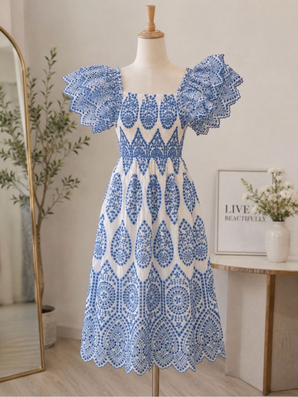 Embroidered Midi Dress